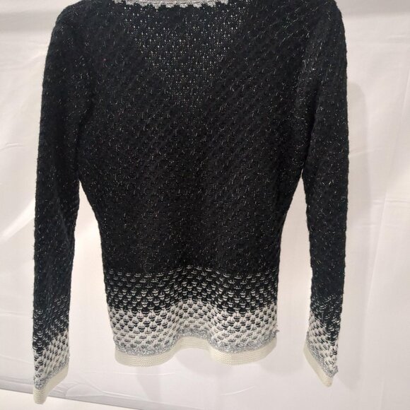 Alberto Makali Black & White Ombre Knit Cardigan Sweater Shabby Chic Medium - Picture 2 of 6
